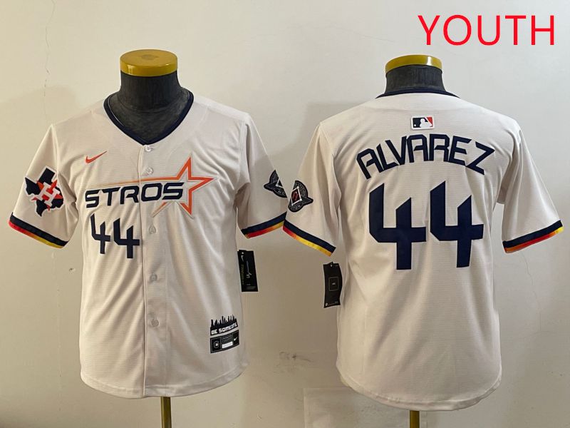Youth Houston Astros 44 Alvarez Cream Three generations Joint Name 2025 Nike MLB Jersey style 41110